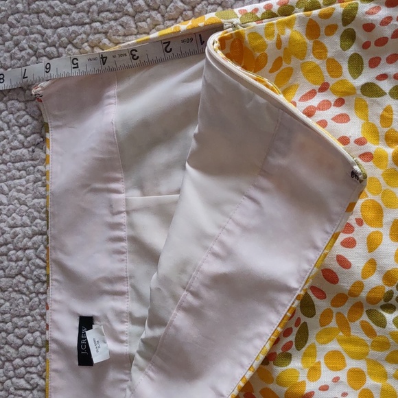 J. Crew Size 6 100% Linen Yellow Boho Print Mini Skirt With Pockets - Picture 7 of 15